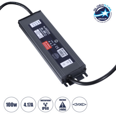LEDTM® LUMISPLASH 60963 Τροφοδοτικό/Μετασχηματιστής Class II SELV 100W 4.17A DC 24V Αδιάβροχο IP68 - AC 220-240V σε DC 24V - Μ20 x Π5 x Υ2cm - 3 Χρόνια Εγγύηση