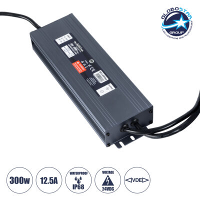 LEDTM® LUMISPLASH 60966 Τροφοδοτικό/Μετασχηματιστής Class II SELV 300W 12.5A DC 24V Αδιάβροχο IP68 - AC 220-240V σε DC 24V - M23.5 x W7.5 x H3.6cm - 3 Χρόνια Εγγύηση