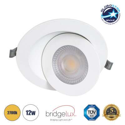 LEDTM® LEXIS JOINT 60989 Χωνευτό Κινούμενο Downlight Σποτ LED 12W 1140lm 45° AC 220-240V Αδιάβροχο IP44 Θερμό Λευκό 2700K - Bridgelux SMD Chip & TÜV SÜD Driver - Λευκό Ματ - Μ15.8 x Π15.8 x Υ13cm / Q13cm - 5 Χρόνια Εγγύηση