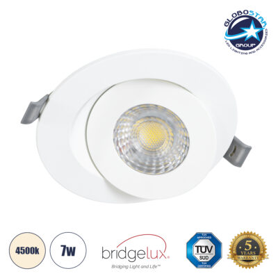 LEDTM® LEXIS JOINT 60990 Χωνευτό Κινούμενο Downlight Σποτ LED 7W 680lm 45° AC 220-240V Αδιάβροχο IP44 Φυσικό Λευκό 4500K - Bridgelux SMD Chip & TÜV SÜD Driver - Λευκό Ματ - Μ12 x Π12 x Υ3.1cm / Q9cm - 5 Χρόνια Εγγύηση