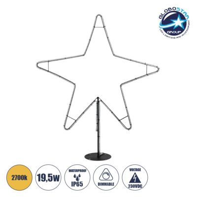 LEDTM® XMAS-STAR-BIG Χριστουγεννιάτικο Διακοσμητικό Φωτιστικό LED 19,5W 780lm 360° AC 220-240V Αδιάβροχο IP65 Θερμό Λευκό 2700K - Μαύρο & Διάφανο - M114 x Π25 x Υ132cm - 2 Χρόνια Εγγύηση