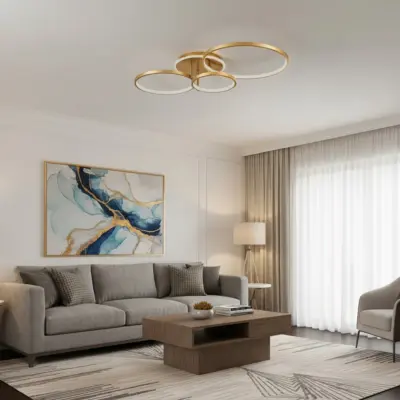 Alternative view of kelvo® NEMESIS KLV-101-0207 Φωτιστικό Οροφής LED 98W 9800lm 360° AC 220-240V IP20 Ρυθμιζόμενο Λευκό CCT με Χειριστήριο από 2700K έως 6000K Dimmable - Lumileds SMD Chip - Χρυσό Πλατίνα - Μ89 x Π60 x Υ19cm - 3 Χρόνια Εγγύηση