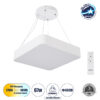 LEDTM® KAMALA 61207 Μοντέρνο Κρεμαστό Φωτιστικό Οροφής LED 67W 7370lm 120° AC 220-240V IP20 Ρυθμιζόμενο Λευκό CCT με Χειριστήριο από 2700K έως 6000K Dimmable - Lumileds SMD Chip - Λευκό Ματ - Μ40 x Π40 x Υ8cm - 3 Χρόνια Εγγύηση