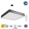 LEDTM® KAMALA 61208 Μοντέρνο Κρεμαστό Φωτιστικό Οροφής LED 75W 8625lm 120° AC 220-240V IP20 Ρυθμιζόμενο Λευκό CCT με Χειριστήριο από 2700K έως 6000K Dimmable - Lumileds SMD Chip - Μαύρο Ματ - Μ60 x Π60 x Υ8cm - 3 Χρόνια Εγγύηση