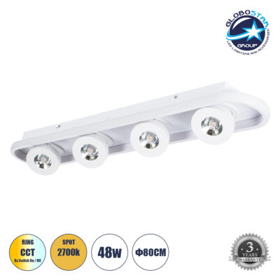 LEDTM® NESPO 61215 Μοντέρνο Φωτιστικό Οροφής LED 48W 5376lm 360° & 45° AC 220-240V IP20 Ρυθμιζόμενο Λευκό CCT με On/Off 2700K/4500K/6000K - Lumileds SMD Chip - Λευκό Ματ - Μ80 x Π13 x Υ6.5cm - 3 Χρόνια Εγγύηση
