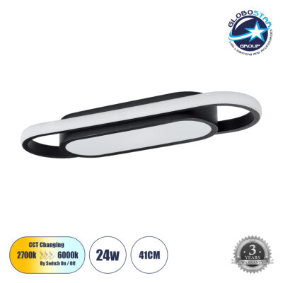 LEDTM® IGOR 61216 Μοντέρνο Φωτιστικό Οροφής LED 24W 2880lm 210° AC 220-240V IP20 Ρυθμιζόμενο Λευκό CCT με On/Off 2700K/4500K/6000K - Lumileds SMD Chip - Μαύρο Ματ - Μ41 x Π13 x Υ4.5cm - 3 Χρόνια Εγγύηση