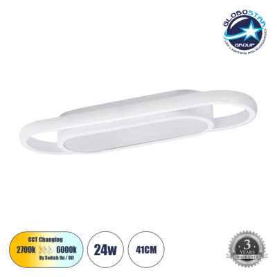 LEDTM® IGOR 61217 Μοντέρνο Φωτιστικό Οροφής LED 24W 2880lm 210° AC 220-240V IP20 Ρυθμιζόμενο Λευκό CCT με On/Off 2700K/4500K/6000K - Lumileds SMD Chip - Λευκό Ματ - Μ41 x Π13 x Υ4.5cm - 3 Χρόνια Εγγύηση