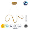 LEDTM® SPIRALE 61286 Μοντέρνο Κρεμαστό Φωτιστικό Οροφής LED 75W 8400lm 300° AC 220-240V IP20 Ρυθμιζόμενο Λευκό CCT με Χειριστήριο από 2700K έως 6000K Dimmable - Lumileds SMD Chip - Χρυσό Βούρτσας - Μ72 x Π25 x Υ30cm - 3 Χρόνια Εγγύηση