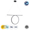 LEDTM® ROME 61294 Μοντέρνο Κρεμαστό Φωτιστικό Οροφής LED 24W 2640lm 200° AC 220-240V IP20 Ρυθμιζόμενο Λευκό CCT με On/Off 2700K/4500K/6000K - Lumileds SMD Chip - Μαύρο Ματ - Μ65.5 x Π4 x Υ33cm - 3 Χρόνια Εγγύηση