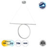 LEDTM® ROME 61296 Μοντέρνο Κρεμαστό Φωτιστικό Οροφής LED 24W 2640lm 200° AC 220-240V IP20 Ρυθμιζόμενο Λευκό CCT με On/Off 2700K/4500K/6000K - Lumileds SMD Chip - Νίκελ Βούρτσας - Μ65.5 x Π4 x Υ33cm - 3 Χρόνια Εγγύηση