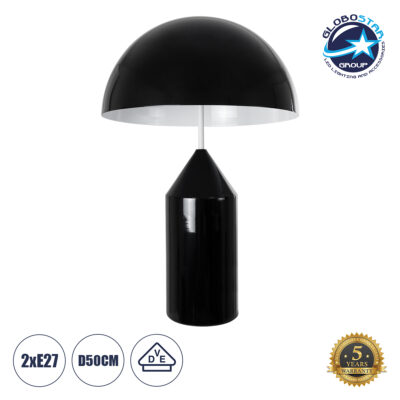 LEDTM® URANUS-L 61457 Μοντέρνο Επιτραπέζιο Φωτιστικό Πορτατίφ με Ντουί 2 x E27 AC 220-240V IP20 - Μαύρο - Μ50 x Π50 x Υ77cm