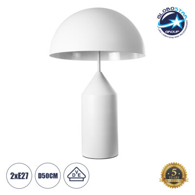 LEDTM® URANUS-L 61458 Μοντέρνο Επιτραπέζιο Φωτιστικό Πορτατίφ με Ντουί 2 x E27 AC 220-240V IP20 - Λευκό - Μ50 x Π50 x Υ77cm