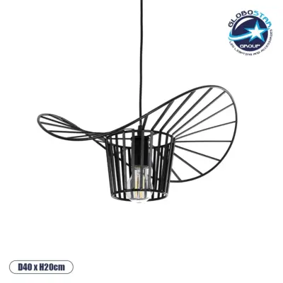 LEDTM® LUMINOVA 61462 Μοντέρνο Κρεμαστό Φωτιστικό Οροφής με Ντουί 1 x E27 AC 220-240V IP20 - Μαύρο - Μ40 x Π40 x Υ20cm