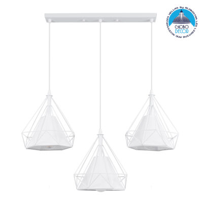 LEDTM® EIFFEL 61570 Vintage Κρεμαστό Φωτιστικό Οροφής με Ντουί 3 x E27 AC 220-240V IP20 - Λευκό - Μ68 x Π25 x Υ130cm