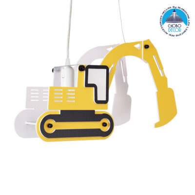 LEDTM® EXCAVATOR 61579 Παιδικό Κρεμαστό Φωτιστικό Οροφής με Ντουί 1 x E27 AC 220-240V IP20 - Κίτρινο & Μαύρο - Μ45 x Π15.5 x Υ27cm