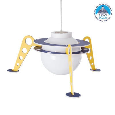 LEDTM® UFO 61581 Παιδικό Κρεμαστό Φωτιστικό Οροφής με Ντουί 1 x E27 AC 220-240V IP20 - Κίτρινο & Μπλε - Μ58 x Π58 x Υ24cm