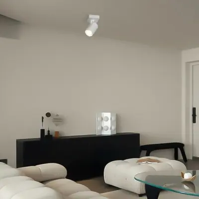 kelvo® SPOTA KLV-101-0135 Κινούμενο Φωτιστικό Σποτ Οροφής για Λάμπα MR16 με Ντουί GU10 AC 220-240V IP20 - Λευκό Ματ - Μ7 x Π6 x Υ14cm