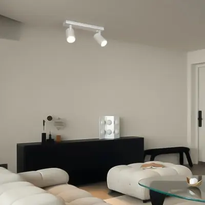 kelvo® SPOTA KLV-101-0137 Κινούμενο Φωτιστικό Σποτ Οροφής για 2 Λάμπες MR16 με Ντουί GU10 AC 220-240V IP20 - Λευκό Ματ - Μ30 x Π6 x Υ14.5cm