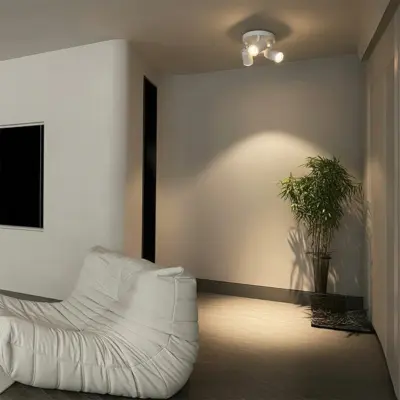 kelvo® SPOTA KLV-101-0145 Κινούμενο Φωτιστικό Σποτ Οροφής για 3 Λάμπες MR16 με Ντουί GU10 AC 220-240V IP20 - Λευκό Ματ - Μ19 x Π19 x Υ14cm