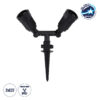 LEDTM® GRASEDO 61614 Καρφωτή Βάση Κήπου με 2 Ντουί E27 για Λάμπες Σποτ PAR38 - Αδιάβροχη IP67 - Υψηλής Αντοχής ABS - VDE Certified - Μ25 x Π7.5 x Υ43.5cm - Μαύρο - 5 Years Warranty