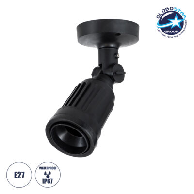 LEDTM® GRASEDO 61615 Βάση Κήπου με Ντουί E27 για Λάμπα Σποτ PAR38 - Αδιάβροχη IP67 - Υψηλής Αντοχής ABS - VDE Certified - Φ9.5 x Υ22cm - Μαύρο - 5 Years Warranty