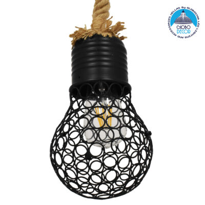 LEDTM® URBAN 01521 Vintage Κρεμαστό Φωτιστικό Οροφής με Ντουί 1 x E27 AC 220-240V IP20 - Μαύρο & Μπεζ - Μ15 x Π15 x Υ25cm