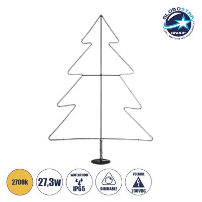 LEDTM® XMAS-TREE-BIG Χριστουγεννιάτικο Διακοσμητικό Φωτιστικό LED 27.3W 1092lm 360° AC 220-240V Αδιάβροχο IP65 Θερμό Λευκό 2700K  - Μαύρο & Διάφανο - Μ134 x Π25 x Υ188cm - 2 Χρόνια Εγγύηση