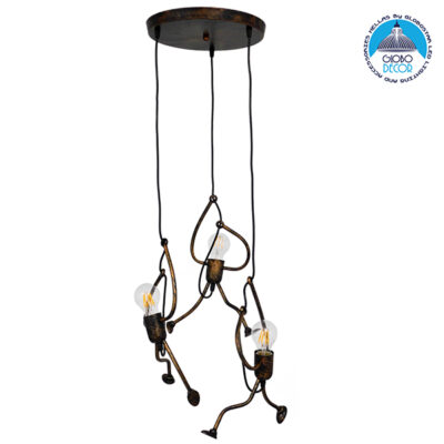 LEDTM® LITTLE MAN 01656 Μοντέρνο Κρεμαστό Φωτιστικό Οροφής με Ντουί 3 x E27 AC 220-240V IP20 - Χάλκινο - Μ45 x Π45 x Υ40cm