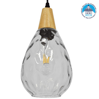 LEDTM® NOAH 01491 Μοντέρνο Κρεμαστό Φωτιστικό Οροφής με Ντουί 1 x E27 AC 220-240V IP20 - Διάφανο & Μπεζ - Μ16 x Π16 x Υ30cm