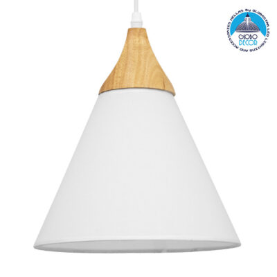 LEDTM® SHADE TEXTILE 01577 Μοντέρνο Κρεμαστό Φωτιστικό Οροφής με Ντουί 1 x E27 AC 220-240V IP20 - Λευκό & Μπεζ - Μ25 x Π25 x Υ30cm