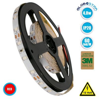LEDTM® 70004 Ταινία LED SMD 2835 5m 4.8W/m 60LED/m 412lm/m 120° DC 12V IP20 Κόκκινο