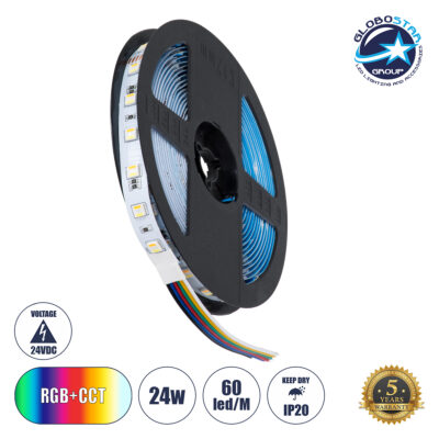 LEDTM® PRISMA 70263 Ταινία LED 24W/m 2400lm/m 120° DC 24V IP20 60 x SMD5050 Chip/m Πολύχρωμο RGBW+WW Dimmable - Sanan SMD Chip - Μ500 x Π1.2 x Υ0.2cm - Ρολό 5 Μέτρων - 5 Χρόνια Εγγύηση