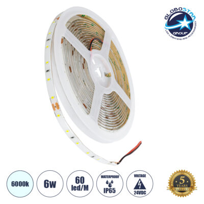 LEDTM® LILAC 70300 Ταινία LED 6W/m 660lm/m 120° DC 24V Αδιάβροχη IP65 60 x SMD2835 Chip/m Ψυχρό Λευκό 6000K Dimmable - Sanan SMD Chip - Μ500 x Π0.8 x Υ0.2cm - Ρολό 5 Μέτρων - 5 Χρόνια Εγγύηση