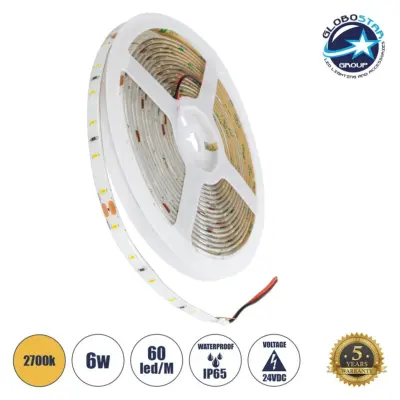 LEDTM® LILAC 70302 Ταινία LED 6W/m 540lm/m 120° DC 24V Αδιάβροχη IP65 60 x SMD2835 Chip/m Θερμό Λευκό 2700K Dimmable - Sanan SMD Chip - Μ500 x Π0.8 x Υ0.2cm - Ρολό 5 Μέτρων - 5 Χρόνια Εγγύηση