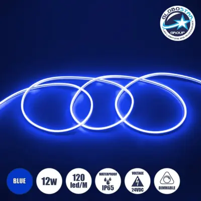 LEDTM® NEOVALE 70565 Ταινία Neon Flex LED 12W/m 600lm/m 120° DC 24V Αδιάβροχο IP65 120 x SMD2835 Chip/m Μπλε Dimmable - Sanan SMD Chip - Μ100 x Π0.8 x Υ1.6cm - 3 Χρόνια Εγγύηση