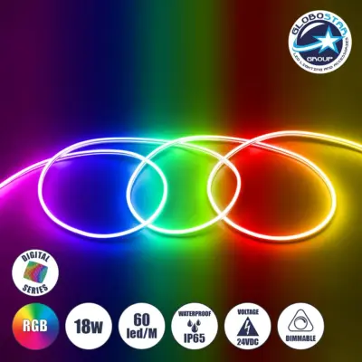 LEDTM® NEOVALE 70569 Ψηφιακή Pixel Addressable Ταινία Neon Flex LED 18W/m 900lm/m 120° DC 24V Αδιάβροχο IP65 60 x SMD5050 Chip/m 10 x Pixel/m Πολύχρωμο RGB Dimmable SPI/TTL Protocol IC WS2811 - Sanan SMD Chip - Μ100 x Π0.8 x Υ1.6cm - 3 Χρόνια Εγγύηση