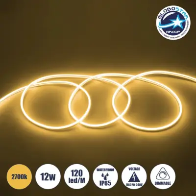 LEDTM® NEOVALE 70572 Ταινία Neon Flex LED 12W/m 840lm/m 120° DC 220-240V Αδιάβροχο IP65 120 x SMD2835 Chip/m Θερμό Λευκό 2700K Dimmable - Sanan SMD Chip - Μ100 x Π0.8 x Υ1.6cm - 3 Χρόνια Εγγύηση