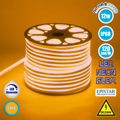 LEDTM® NEOVALE 70576 Ταινία Neon Flex LED 12W/m 720lm/m 120° DC 220-240V Αδιάβροχο IP65 120 x SMD2835 Chip/m Ultra Θερμό Λευκό 2200K Dimmable - Sanan SMD Chip - Μ100 x Π0.8 x Υ1.6cm - 3 Χρόνια Εγγύηση
