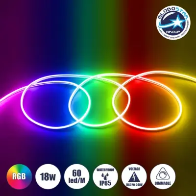 LEDTM® NEOVALE 70578 Ταινία Neon Flex LED 18W/m 900lm/m 120° DC 220-240V Αδιάβροχο IP65 60 x SMD5050 Chip/m Πολύχρωμο RGB Dimmable - Sanan SMD Chip - Μ100 x Π0.8 x Υ1.6cm - 3 Χρόνια Εγγύηση
