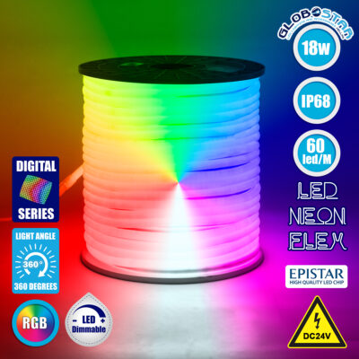 LEDTM® NEOTUBE 70589 Ψηφιακή Pixel Addressable Ταινία Neon Flex LED 18W/m 900lm/m 360° DC 24V Αδιάβροχο IP65 60 x SMD5050 Chip/m 10 x Pixel/m Πολύχρωμο RGB Dimmable SPI/TTL Protocol IC WS2811 - Sanan SMD Chip - Μ100 x Π2.1 x Υ2.1cm - 3 Χρόνια Εγγύηση