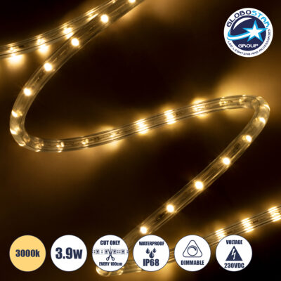 LEDTM® LIGHTUBE 70602 Φωτοσωλήνας LED 3.9W/m 156lm/m 360° DC 220-240V Αδιάβροχο IP65 36 x Diode Chip/m Θερμό Λευκό 2700K Dimmable - Μ100 x Π1.2 x Υ1.2cm - 2 Χρόνια Εγγύηση