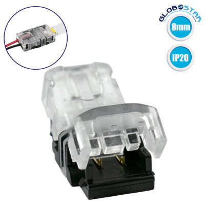 LEDTM® STRIPART 70714 Ενωτικός Ταχυσύνδεσμος για Μονόχρωμη Ταινία LED 2Pin 8mm σε Καλώδιο Τροφοδοσίας 2Pin IP20 - Μ1.3 x Π2.4 x Υ0.8cm