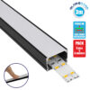 LEDTM® ALP-LINEAR VEXTA 70825-3M Επιφανειακό Προφίλ Αλουμινίου με Λευκό Γαλακτερό Πατητό Κάλυμμα για Ταινίες LED IP20 - Μαύρο & Λευκό - Μ300 x Π3 x Υ2cm - Πακέτο 5 Τεμαχίων