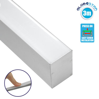 LEDTM® SURFACEPENDANT-PROFILE 70826-3M Προφίλ Αλουμινίου - Βάση & Ψύκτρα Ταινίας LED με Λευκό Γαλακτερό Κάλυμμα - Επιφανειακή & Κρεμαστή Χρήση - Πατητό Κάλυμμα - Ασημί - 3 Μέτρα - Μ300 x Π5 x Υ7cm