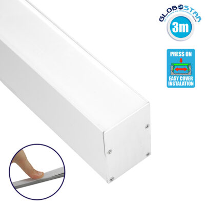 LEDTM® SURFACEPENDANT-PROFILE 70827-3M Προφίλ Αλουμινίου - Βάση & Ψύκτρα Ταινίας LED με Λευκό Γαλακτερό Κάλυμμα - Επιφανειακή & Κρεμαστή Χρήση - Πατητό Κάλυμμα - Λευκό - 3 Μέτρα - Μ300 x Π5 x Υ7cm