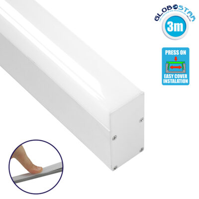 LEDTM® SURFACEPENDANT-PROFILE 70831-3M Προφίλ Αλουμινίου - Βάση & Ψύκτρα Ταινίας LED με Λευκό Γαλακτερό Κάλυμμα - Επιφανειακή & Κρεμαστή Χρήση - Πατητό Κάλυμμα - Λευκό - 3 Μέτρα - Μ300 x Π3.5 x Υ7.4cm