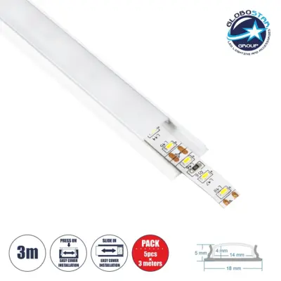 LEDTM® ALP-LINEAR CURBARIO 70863-1M Επιφανειακό Εύκαμπτο Προφίλ Αλουμινίου με Λευκό Γαλακτερό Πατητό Κάλυμμα για Ταινίες LED IP20 - Λευκό - Μ100 x Π1.8 x Υ0.5cm