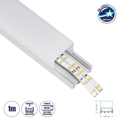 LEDTM® SURFACEPENDANT-PROFILE 70864-1M Προφίλ Αλουμινίου - Βάση & Ψύκτρα Ταινίας LED με Λευκό Γαλακτερό Κάλυμμα - Επιφανειακή & Κρεμαστή Χρήση - Πατητό Κάλυμμα - Ασημί - 1 Μέτρο - Μ100 x Π4.5 x Υ4.2cm