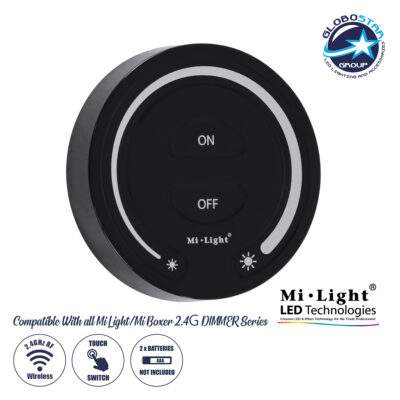 LEDTM® 71403 FUT087-B Mi-Light Ασύρματο Χειριστήριο Αφής RF 2.4Ghz για όλα τα Μονόχρωμα Mi-BOXER Controller DC 3V 2 x AAA - IP20 Μαύρο Φ8 x Υ1.8cm - 5 Years Warranty