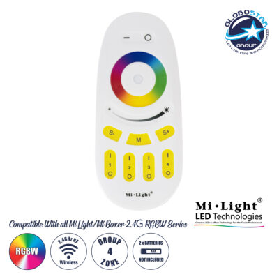 LEDTM® 71409 FUT096 Mi-Light Ασύρματο Χειριστήριο Αφής RF 2.4Ghz 4 Group για όλα τα RGBW Mi-BOXER Controller DC 3V 2 x AAA - IP20 Λευκό Μ12 x Π5.4 x Υ2cm - 5 Years Warranty
